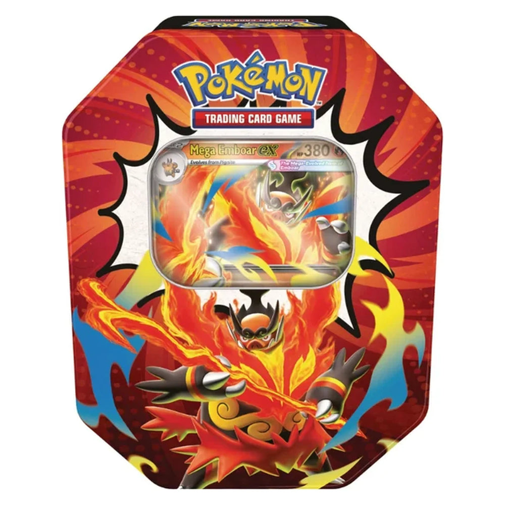 Pokémon Ascended Heroes Mega Emboar ex Tin – original product packaging
