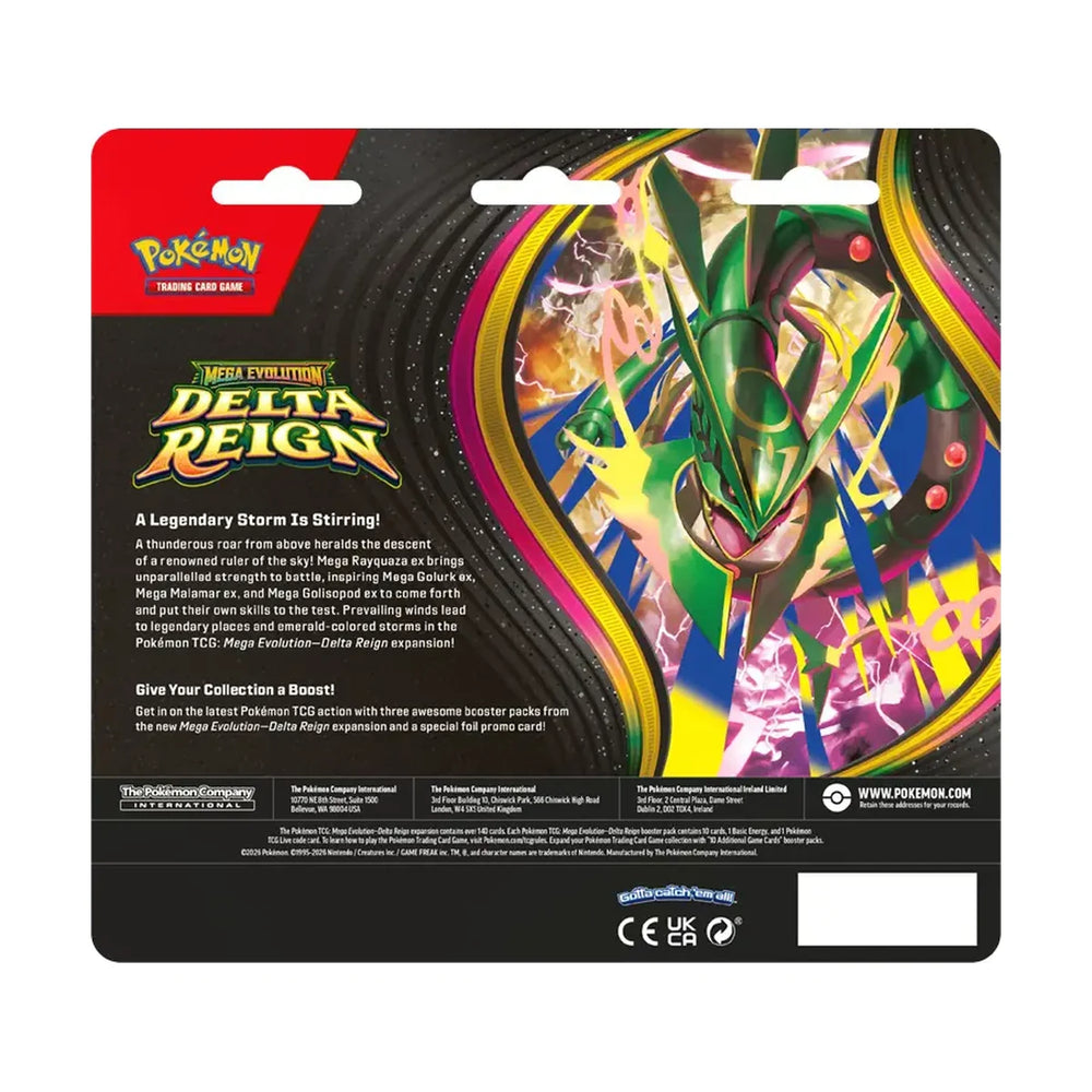 Pokémon Delta Reign 3 Pack Blister Seel – achterzijde van de verpakking