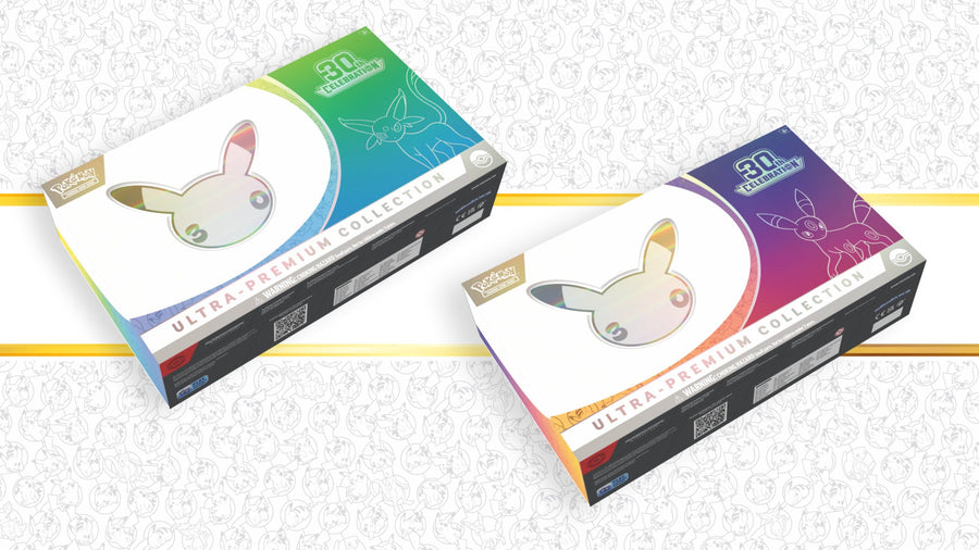 Pokémon TCG 30th Celebration Ultra-Premium Collection Day en Night – officiële boxen met Espeon ex en Umbreon ex