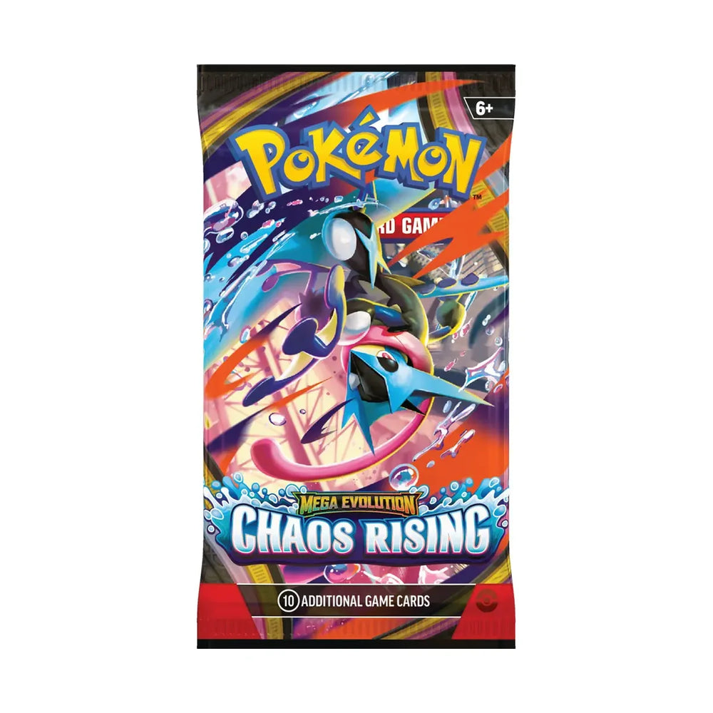 Pokémon Mega Evolution Chaos Rising Booster Pack – verpakking artwork 1